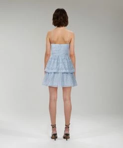 Self-portrait Light Blue Cotton Broderie Anglaise Mini Dress