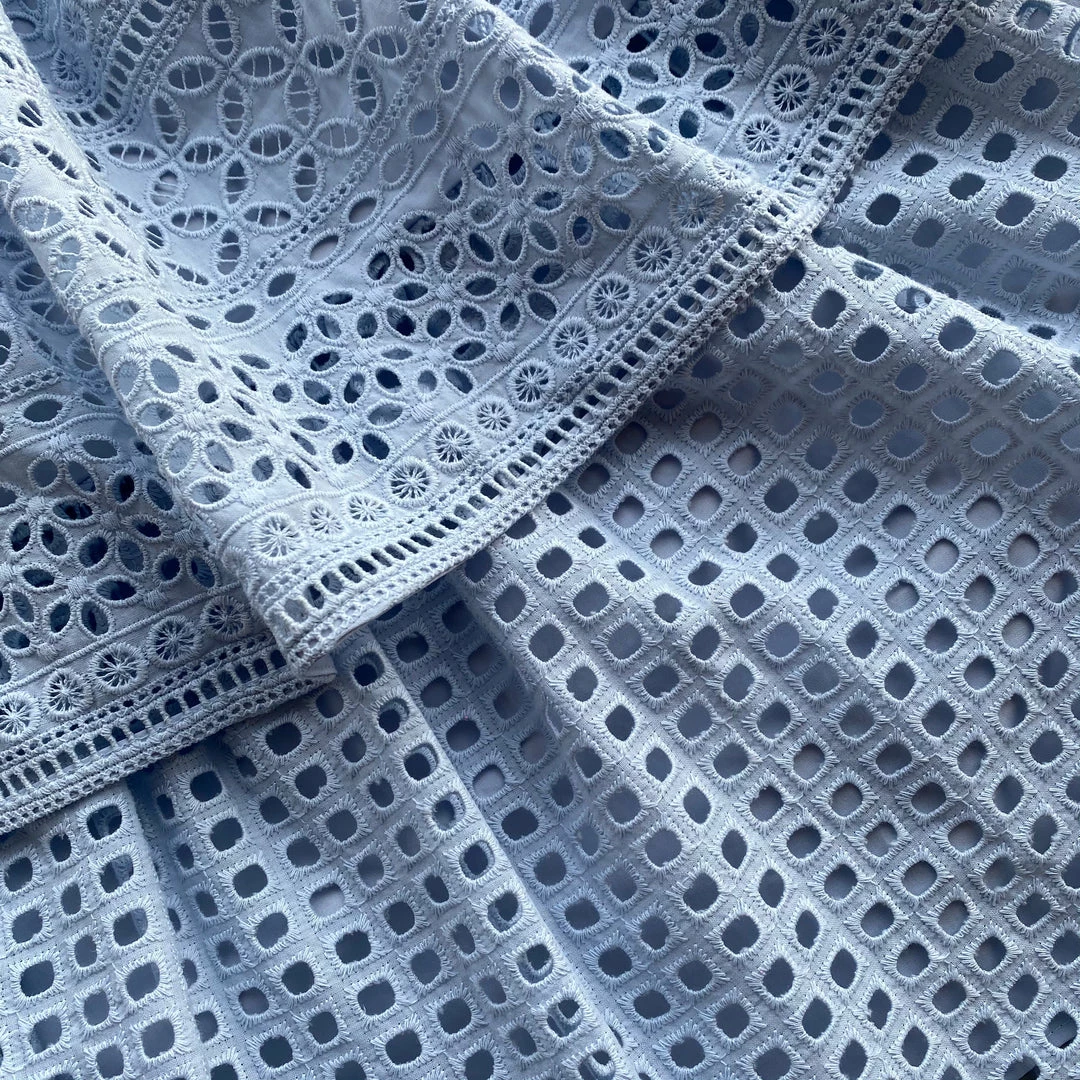 Self-portrait Light Blue Cotton Broderie Anglaise Mini Dress