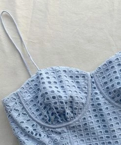 Self-portrait Light Blue Cotton Broderie Anglaise Mini Dress