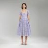 Self-portrait Lilac Cotton Broderie Anglaise Midi Dress READY TO WEAR