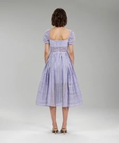 Self-portrait Lilac Cotton Broderie Anglaise Midi Dress READY TO WEAR
