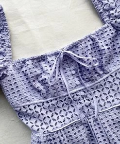 Self-portrait Lilac Cotton Broderie Anglaise Midi Dress READY TO WEAR