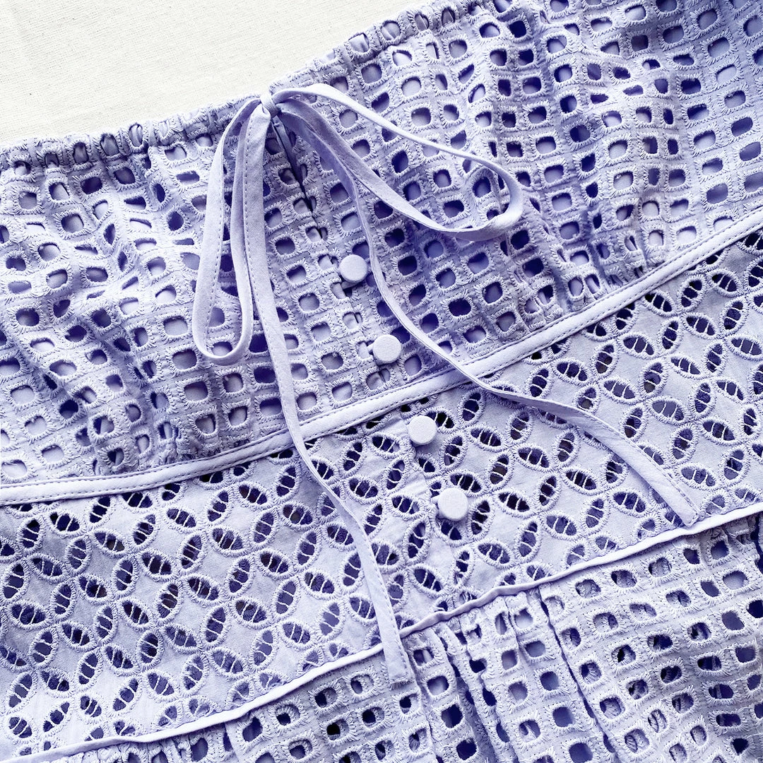 Self-portrait Lilac Cotton Broderie Anglaise Midi Dress READY TO WEAR