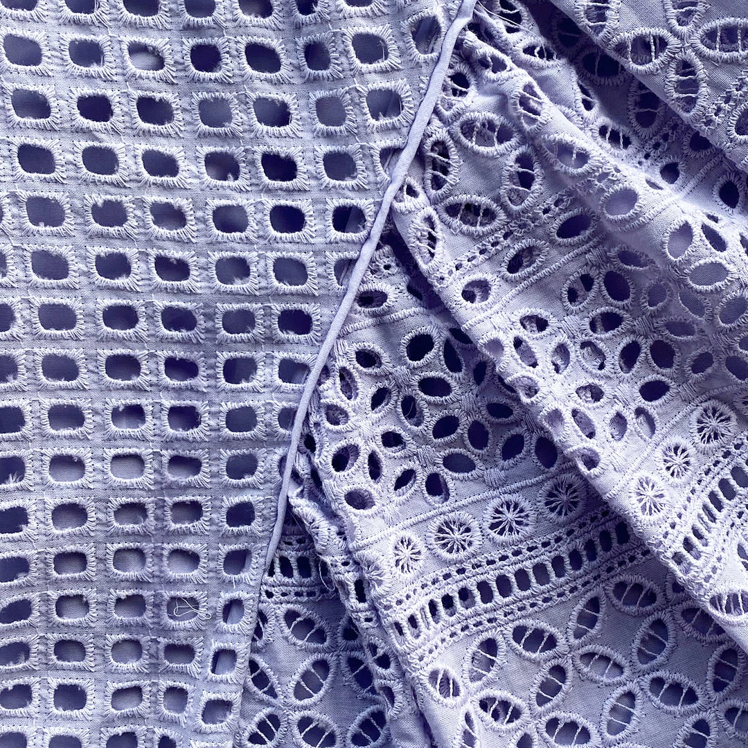 Self-portrait Lilac Cotton Broderie Anglaise Midi Dress READY TO WEAR