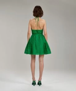 Self-portrait READY TO WEAR Green Cotton Broderie Anglaise Mini Dress