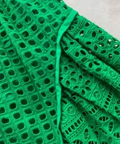 Self-portrait READY TO WEAR Green Cotton Broderie Anglaise Mini Dress