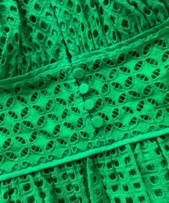 Self-portrait READY TO WEAR Green Cotton Broderie Anglaise Mini Dress