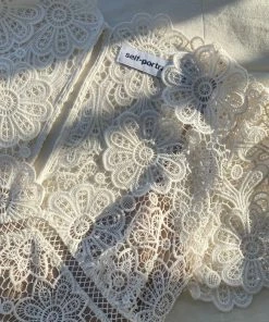 Self-portrait Ivory Floral Guipure V-Neck Midi Dress