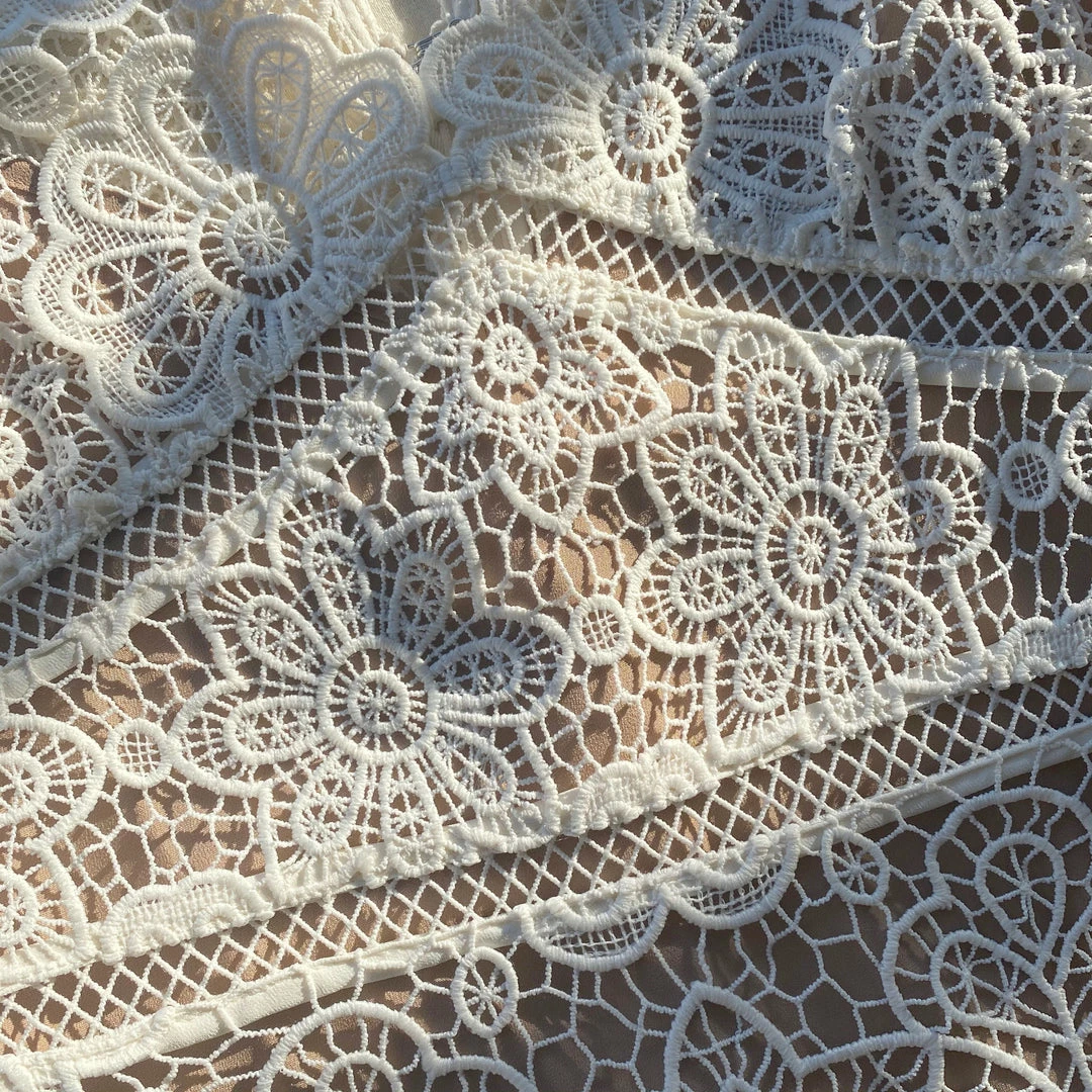 Self-portrait Ivory Floral Guipure V-Neck Midi Dress