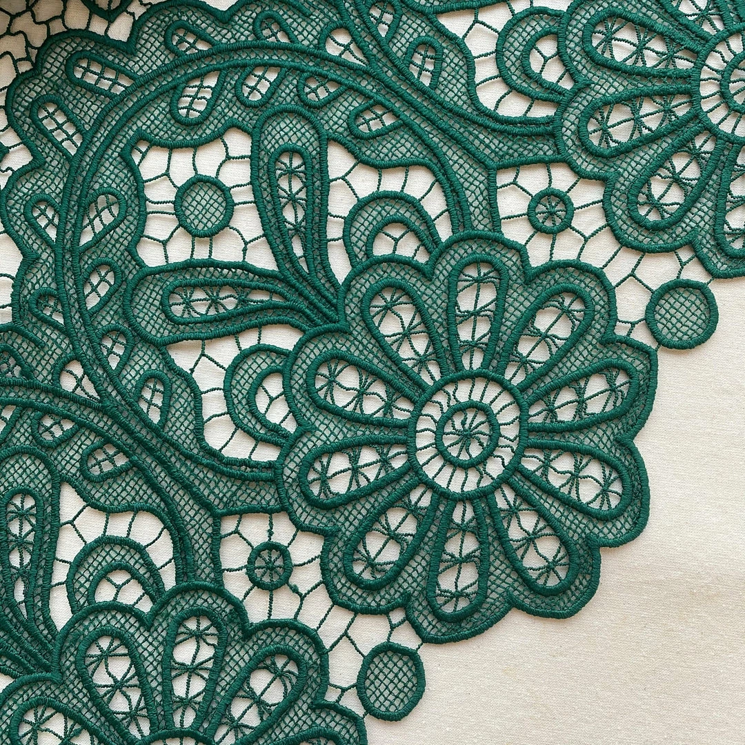 Self-portrait Dark Green Floral Guipure Midi Dress NEW ARRIVALS