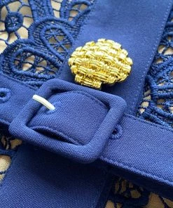 Self-portrait Navy Floral Guipure Midi Dress