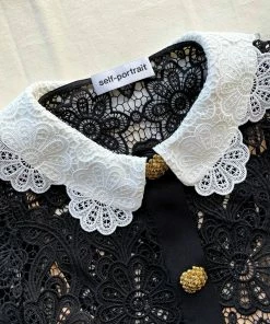 Self-portrait NEW ARRIVALS Black Floral Guipure Mini Dress