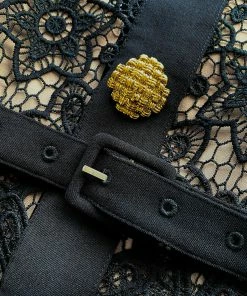 Self-portrait NEW ARRIVALS Black Floral Guipure Mini Dress