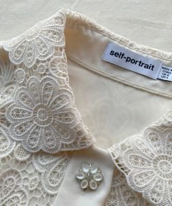 Self-portrait Ivory Floral Guipure Cropped Jacket READY TO WEAR