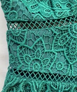 Self-portrait Dark Green Floral Guipure Maxi Dress