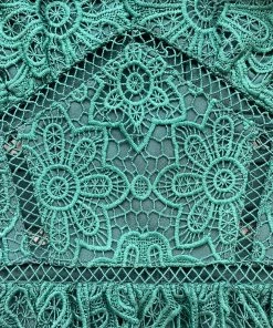 Self-portrait Dark Green Floral Guipure Maxi Dress