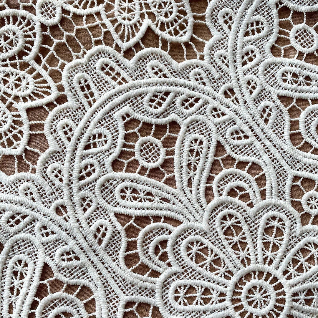 Self-portrait READY TO WEAR Ivory Floral Guipure Mini Skirt