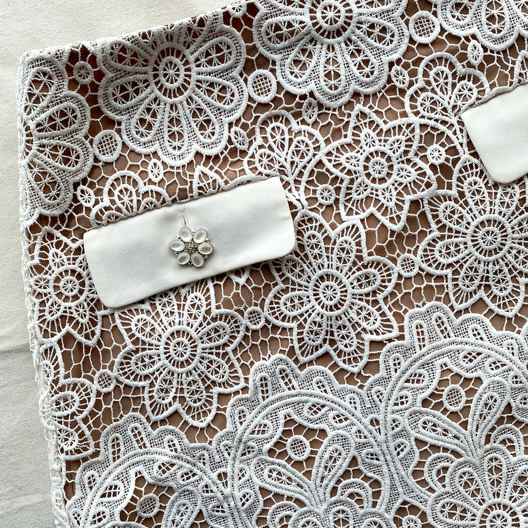 Self-portrait READY TO WEAR Ivory Floral Guipure Mini Skirt