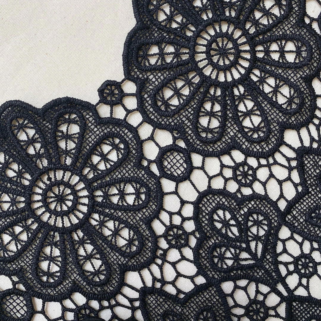 Self-portrait Black Floral Guipure Puff Sleeve Blouse NEW ARRIVALS