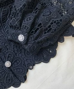 Self-portrait Black Floral Guipure Puff Sleeve Blouse NEW ARRIVALS