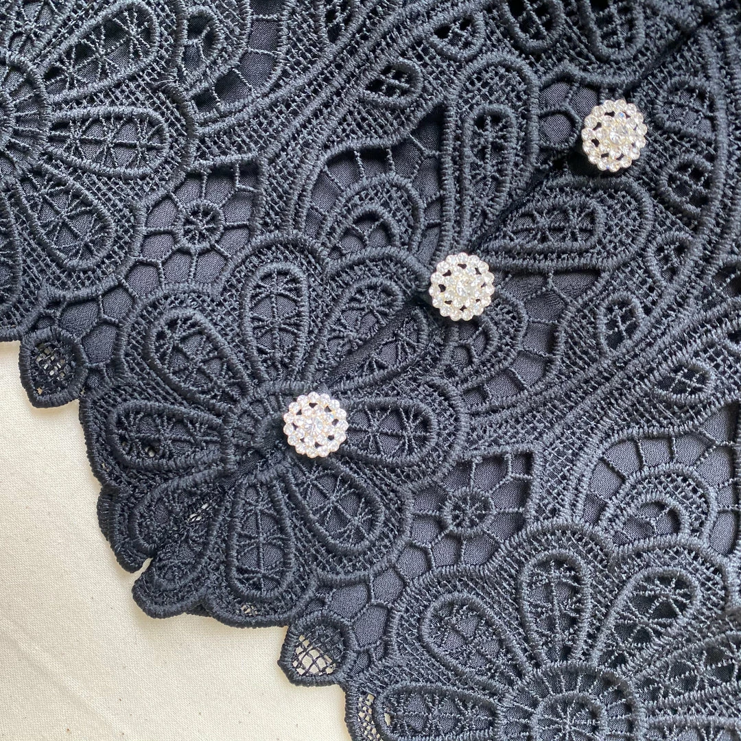 Self-portrait Black Floral Guipure Puff Sleeve Blouse NEW ARRIVALS