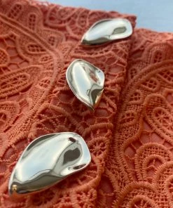 Self-portrait READY TO WEAR Orange Floral Guipure Crop Top