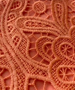 Self-portrait READY TO WEAR Orange Floral Guipure Crop Top