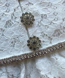 Self-portrait Ivory Cotton Lace Diamante Trim Midi Dress