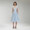 Self-portrait Light Blue Cotton Guipure Lace Midi Dress