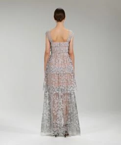 Self-portrait NEW ARRIVALS Embroidered Blossom Tiered Maxi Dress