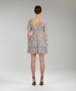 Self-portrait READY TO WEAR Embroidered Blossom Tiered Mini Dress