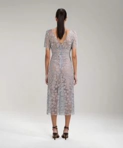 Self-portrait READY TO WEAR Embroidered Blossom Fitted Midi Dress