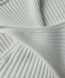 Self-portrait White Ribbed Knit Cut Out Midi Dress