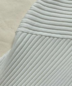 Self-portrait White Ribbed Knit Cut Out Midi Dress