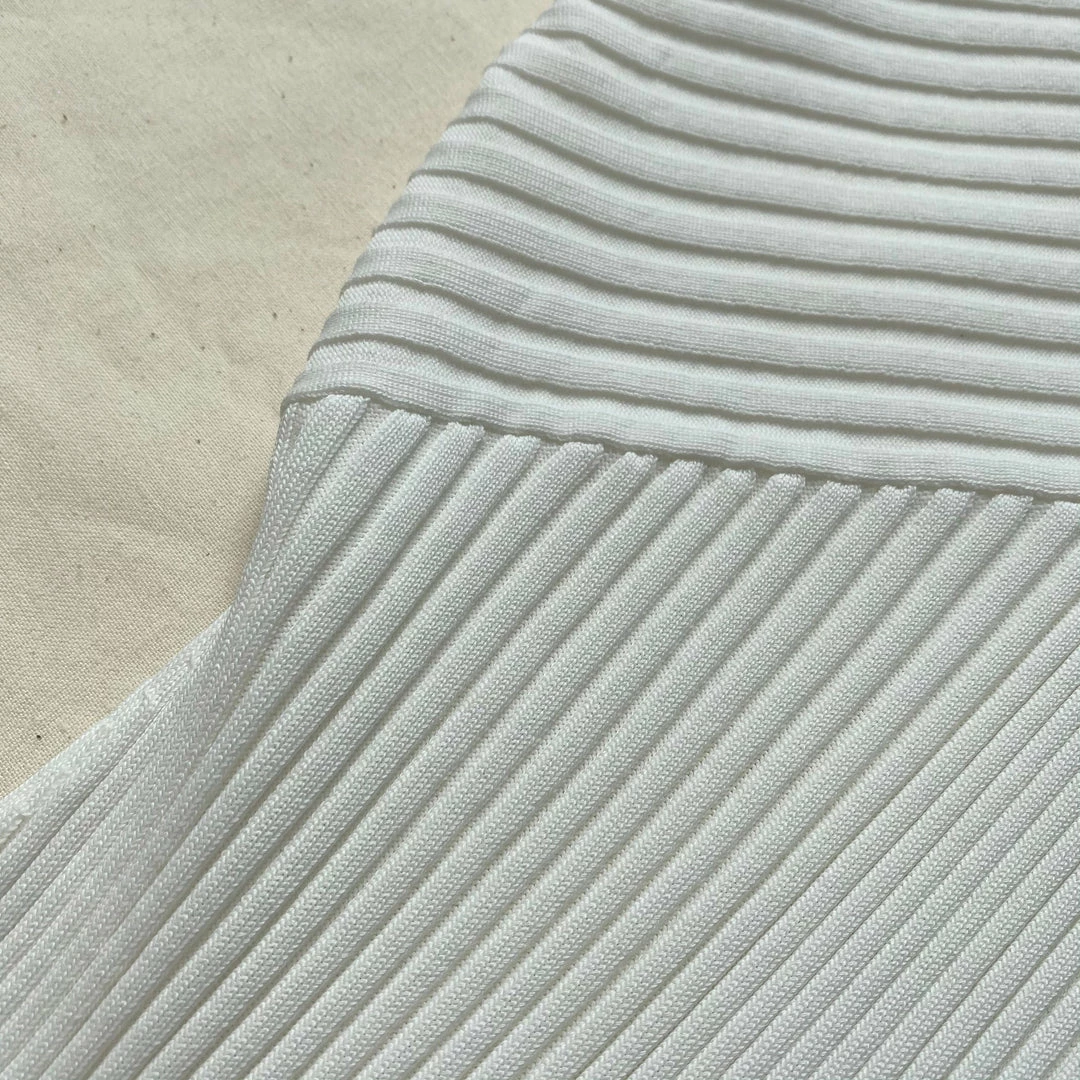 Self-portrait White Ribbed Knit Cut Out Midi Dress