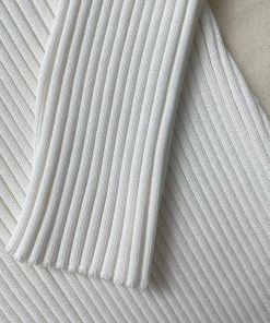 Self-portrait White Ribbed Knit Cut Out Midi Dress