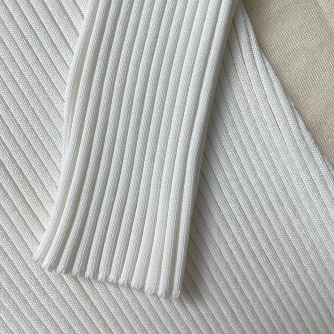 Self-portrait White Ribbed Knit Cut Out Midi Dress