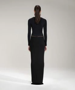 Self-portrait Black Ribbed Knit Cut Out Top NEW ARRIVALS