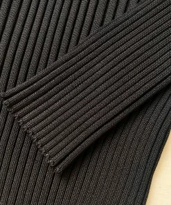 Self-portrait Black Ribbed Knit Cut Out Top NEW ARRIVALS