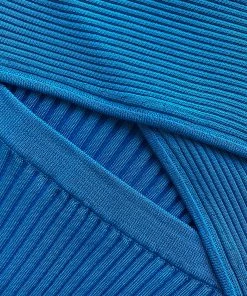 Self-portrait Bright Blue Ribbed Knit Crossover Bust Midi Dress NEW ARRIVALS