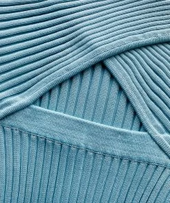 Self-portrait Ribbed Knit Crossover Bust Midi Dress READY TO WEAR