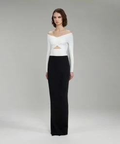 Self-portrait Ribbed Knit Crossover Top NEW ARRIVALS