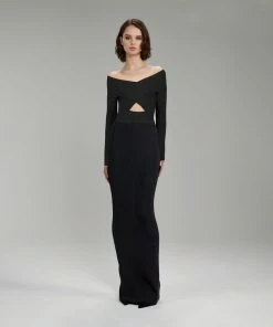 Self-portrait Black Ribbed Knit Crossover Top