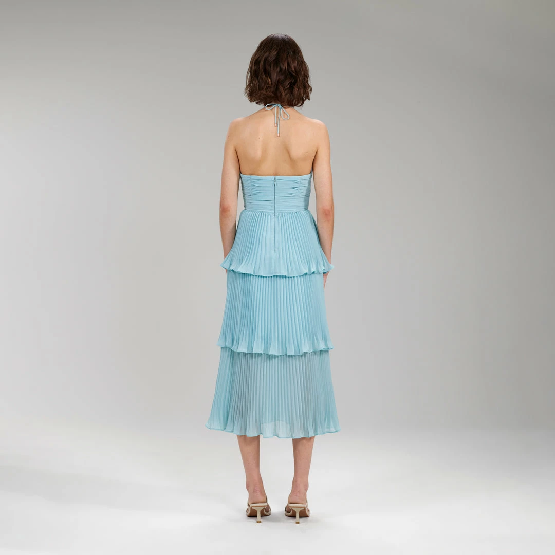 Self-portrait Pleated Chiffon Cut Out Midi Dress READY TO WEAR