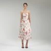 Self-portrait Wild Daisy Print Chiffon Midi Dress READY TO WEAR