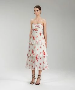Self-portrait Wild Daisy Print Chiffon Midi Dress READY TO WEAR