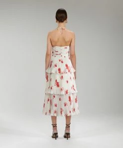 Self-portrait Wild Daisy Print Chiffon Midi Dress READY TO WEAR