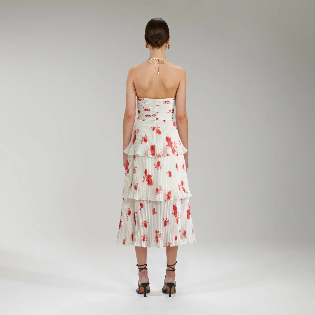 Self-portrait Wild Daisy Print Chiffon Midi Dress READY TO WEAR