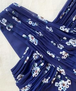 Self-portrait Pansy Print Chiffon Crossover Midi Dress READY TO WEAR