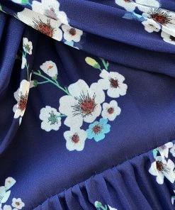 Self-portrait Pansy Print Chiffon Crossover Midi Dress READY TO WEAR